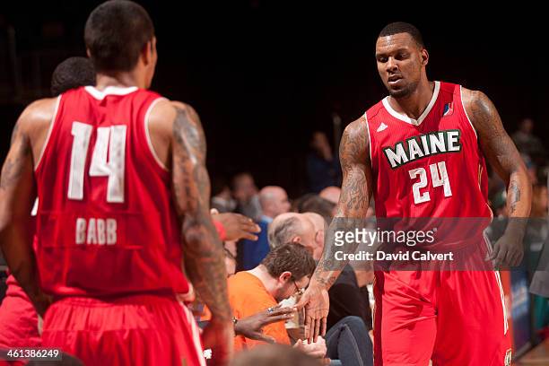 Romero Osby of the Maine Red Claws leaves the court against the Austin Toros during the 2014 NBA D-League Showcase on January 7, 2014 at the Reno...