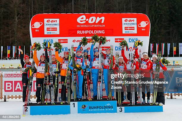 Preuss Franciska, Evi Sachenbacher-Stehle, Laura Dahlmeier, Franziska Hildebrand of Germany takes 2nd place, Ekaterina Glazyrina, Olga Zaitseva,Irina...