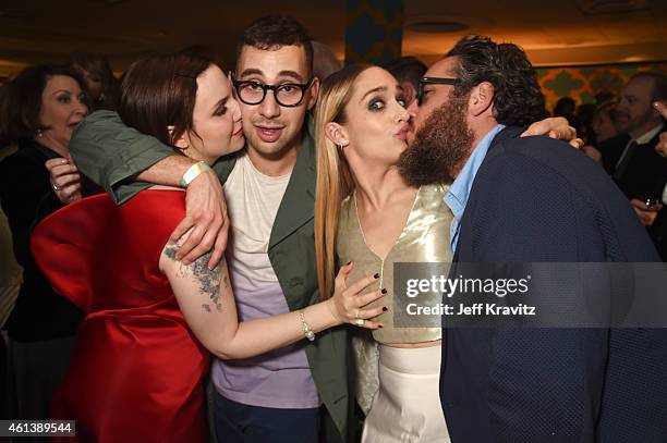 Actress Lena Dunham, musician Jack Antonoff, actress Jemima Kirke, and Mike Mosberg attend HBO's Official Golden Globe Awards After Party at The...