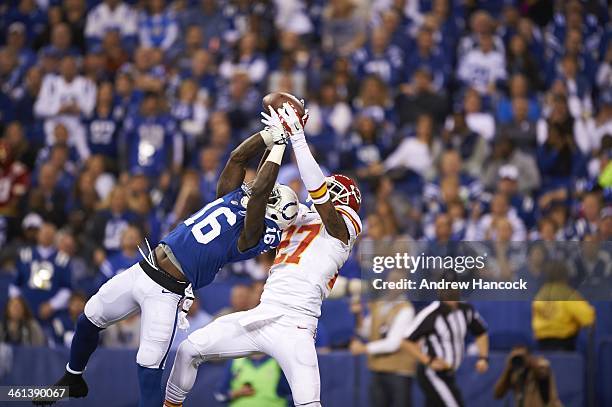 Playoffs: Kansas City Chiefs Sean Smith in action vs Indianapolis Colts Da'Rick Rogers at Lucas Oil Stadium. Indianapolis, IN 1/4/2014 CREDIT: Andrew...