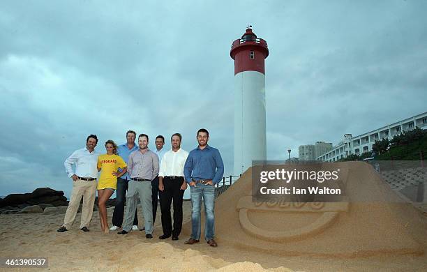 Thomas Aiken, Dowie Van de Wart, Branden Grace, Charl Schwartzel, Darren Fichardt and Louis Oosthuizen of South Africa pose for a group photo for the...