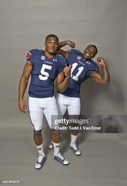 Portrait of Auburn Ricardo Louis and Chris Davis casual, posing during photo shoot at Indoor Practice Facility. Auburn, AL CREDIT: Todd J. Van Emst