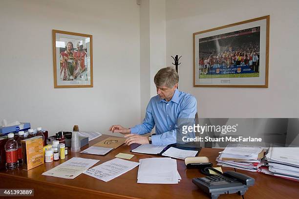Manager Arsene Wenger at the Arsenal training ground at London Colney on May 10, 2007 in St Albans, England.