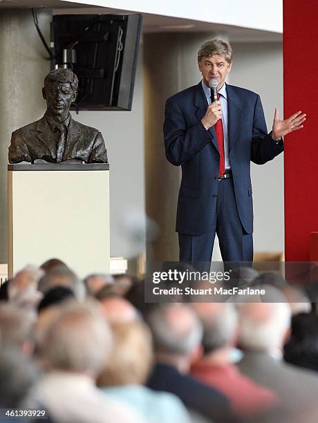 Manager Arsene Wenger speaks at the Arsenal AGM at Emirates Stadium on October 18, 2007 in London, England.