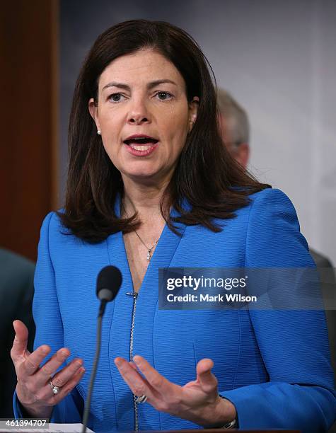 Sen. Kelly Ayotte speaks about unemployment insurance during a news conference at the US Capitol, January 8, 2013 in Washington, DC. Sen. Ayotte...