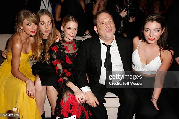 Recording artist Taylor Swift, musician Este Haim, actress Jaime King, producer Harvey Weinstein and recording artist Lorde attend The Weinstein...