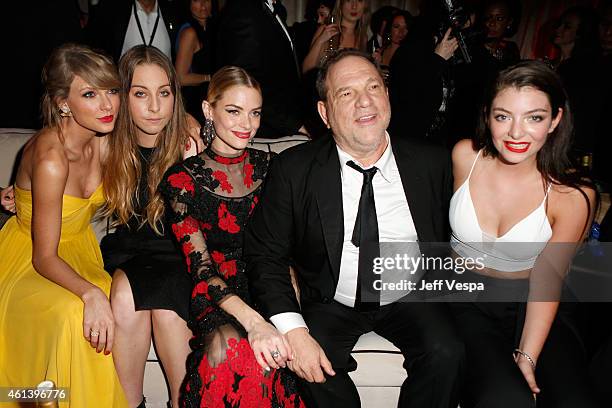 Recording artist Taylor Swift, musician Este Haim, actress Jaime King, producer Harvey Weinstein and recording artist Lorde attend The Weinstein...