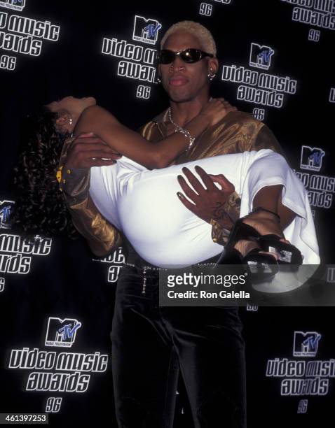 Toni Braxton and Dennis Rodman attend 13th Annual MTV Video Music Awards on September 4, 1996 at Radio City Music Hall in New York City.