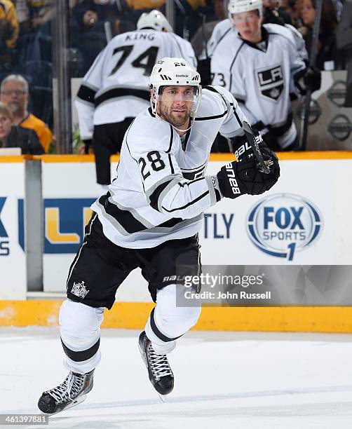 Jarret Stoll of the Los Angeles Kings skates against the Nashville Predators at Bridgestone Arena on December 28, 2013 in Nashville, Tennessee.