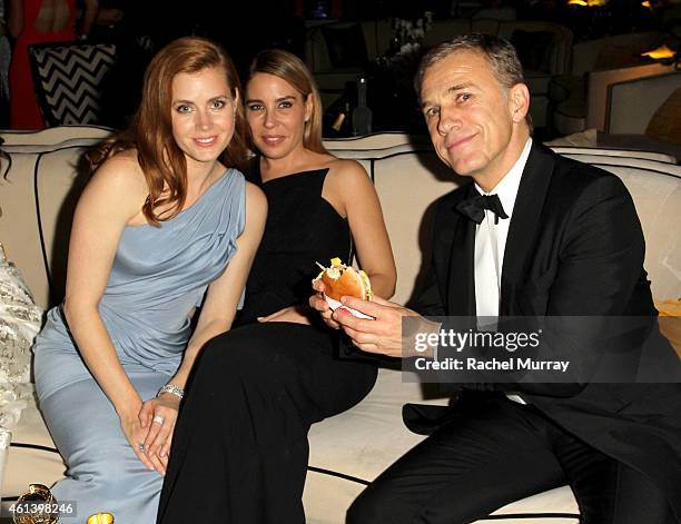 Actress Amy Adams and actor Christoph Waltz attend The Weinstein Company & Netflix's 2015 Golden Globes After Party presented by FIJI Water, Lexus,...