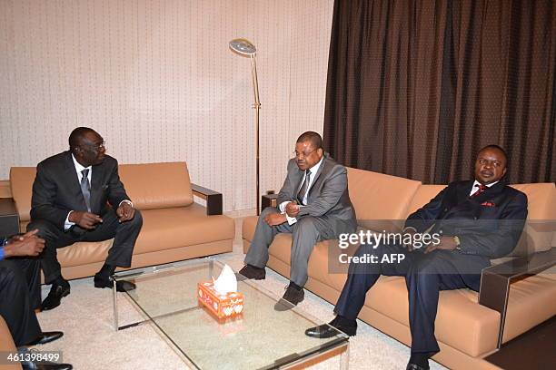 Centrafrica's President Michel Djotodia, Centrafrica's Prime Minister Nicolas Tiangaye and Central African President of the Comite National de...