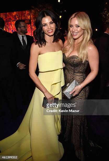 Actresses Jenna Dewan-Tatum and Hilary Duff attend the 2015 InStyle And Warner Bros. 72nd Annual Golden Globe Awards Post-Party at The Beverly Hilton...