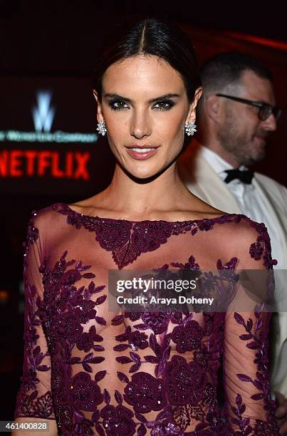 Alessandra Ambrosio attends The Weinstein Company & Netflix's 2015 Golden Globes After Party presented by FIJI Water, Lexus, Laura Mercier and Marie...