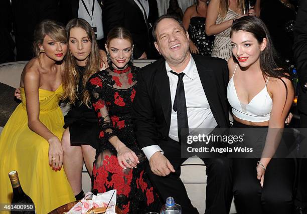 Recording artist Taylor Swift, musician Este Haim, actress Jaime King, producer Harvey Weinstein and recording artist Lorde attend The Weinstein...