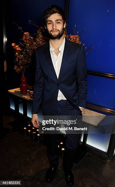 Douglas Booth attends the London Collections: Men closing dinner hosted by Dylan Jones and Anya Hindmarch at Hakkasan Hanway Place on January 8, 2014...