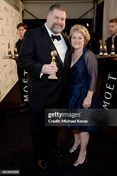 Writer/director Dean DeBlois and producer Bonnie Arnold, winners of Best Animated Feature Film for 'How to Train Your Dragon 2,' attend The Weinstein...