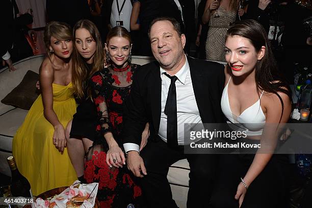 Recording artist Taylor Swift, musician Este Haim, actress Jaime King, producer Harvey Weinstein and recording artist Lorde attend The Weinstein...