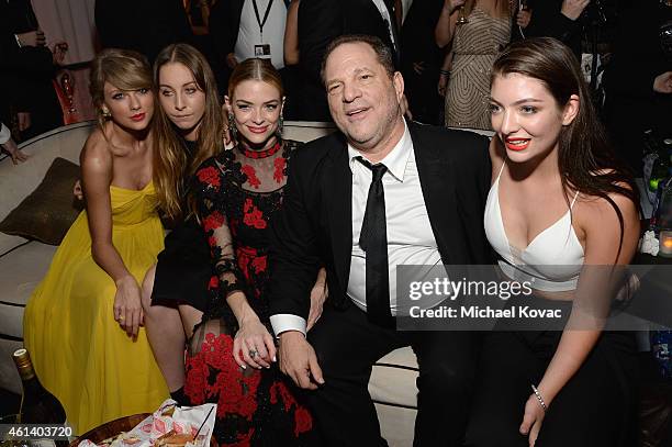 Recording artist Taylor Swift, musician Este Haim, actress Jaime King, producer Harvey Weinstein and recording artist Lorde attend The Weinstein...