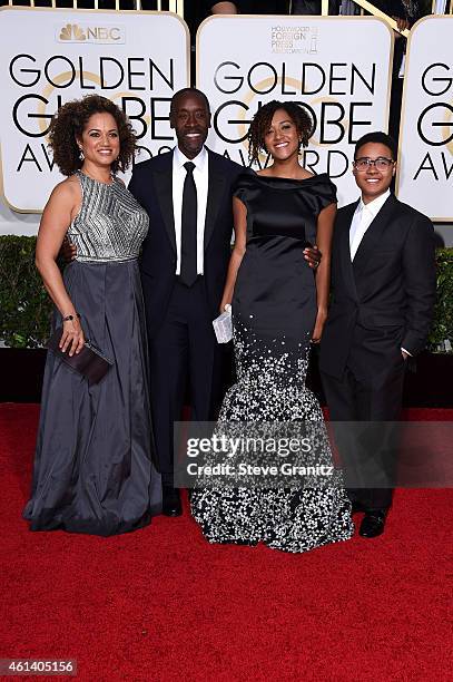 Actors Bridgid Coulter, Don Cheadle and guests attend the 72nd Annual Golden Globe Awards at The Beverly Hilton Hotel on January 11, 2015 in Beverly...