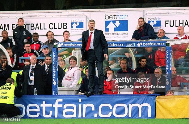 Arsenal manager Arsene Wenger during the match between Fulham and Arsenal at Loftus Road on November 3, 2002 in London, England.