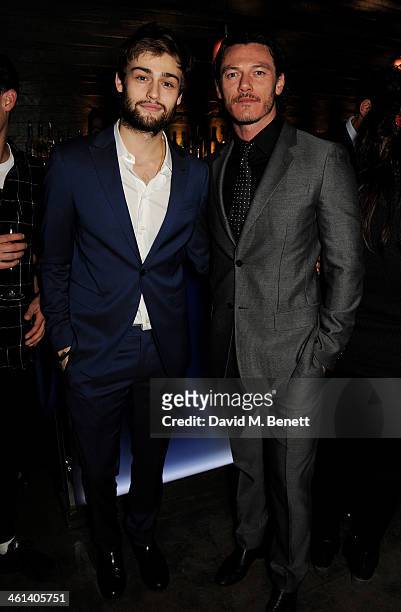 Douglas Booth and Luke Evans attend the London Collections: Men closing dinner hosted by Dylan Jones and Anya Hindmarch at Hakkasan Hanway Place on...