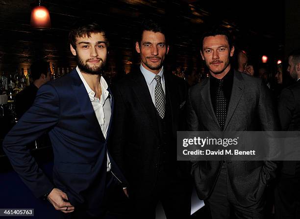 Douglas Booth, David Gandy and Luke Evans attend the London Collections: Men closing dinner hosted by Dylan Jones and Anya Hindmarch at Hakkasan...