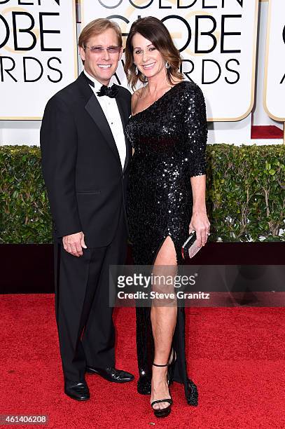 Olympians Bart Conner and Nadia Comaneci attend the 72nd Annual Golden Globe Awards at The Beverly Hilton Hotel on January 11, 2015 in Beverly Hills,...