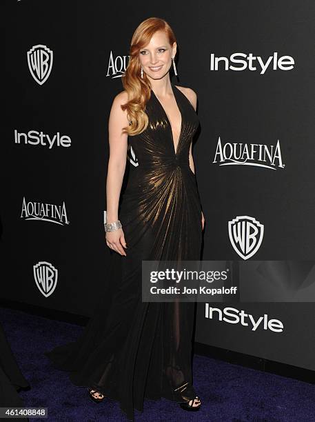 Actress Jessica Chastain attends the 16th Annual Warner Bros. And InStyle Post-Golden Globe Party at The Beverly Hilton Hotel on January 11, 2015 in...