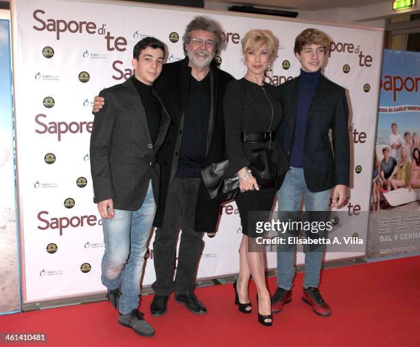 Actress Nancy Brilli with husband Roy De Vita and sons attend 'Sapore Di Te' premiere at Cinema Adriano on January 8, 2014 in Rome, Italy.