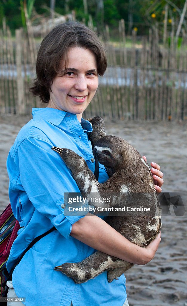 Sloth Woman Woman With A Young Sloth High-Res Stock Photo - Getty Images