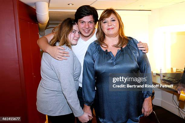 Main guest of the show Actress Michele Bernier with her daughter Charlotte Gaccio and her son Enzo Gaccio attend 'Vivement Dimanche' French TV Show....