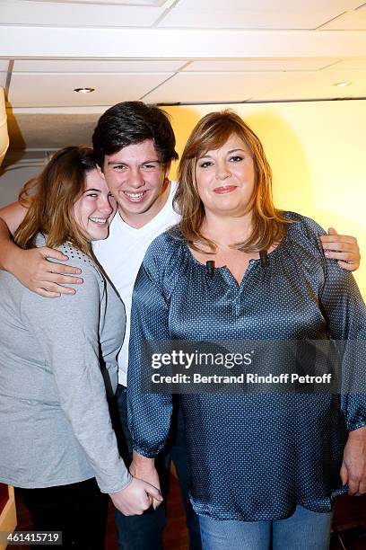 Main guest of the show Actress Michele Bernier with her daughter Charlotte Gaccio and her son Enzo Gaccio attend 'Vivement Dimanche' French TV Show....