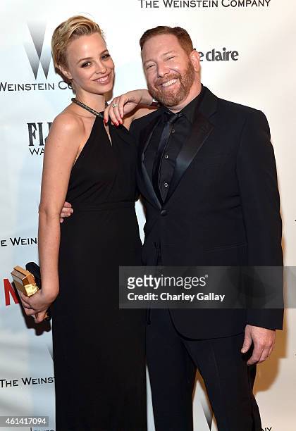 Model Jessica Roffey and producer Ryan Kavanaugh attend The Weinstein Company & Netflix's 2015 Golden Globes After Party presented by FIJI Water,...
