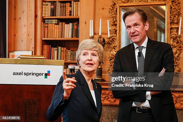 Friede Springer and Mathias Doepfner attend the Axel Springer Hosts New Year Reception on January 12, 2015 in Berlin, Germany.