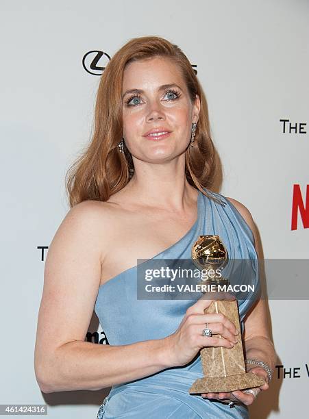 Actress Amy Adams arrives at The Weinstein Company & Netflix 2015 Golden Globes After Party, in Beverly Hills, California, January 11, 2015. AFP...