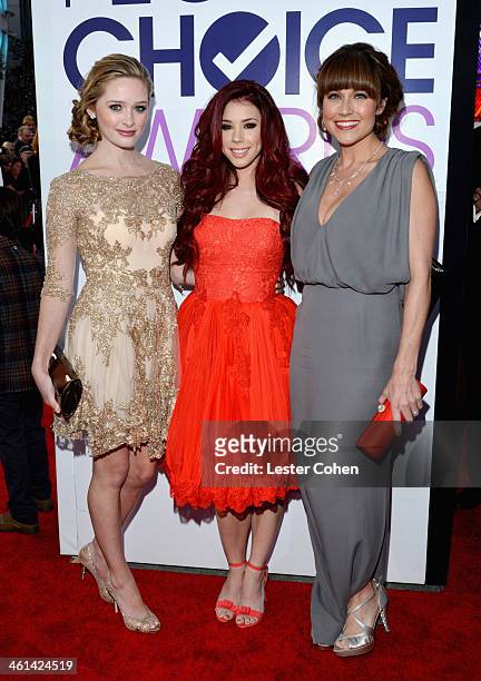 Actresses Greer Grammer, Jillian Rose Reed and Nikki DeLoach attend The 40th Annual People's Choice Awards at Nokia Theatre LA Live on January 8,...