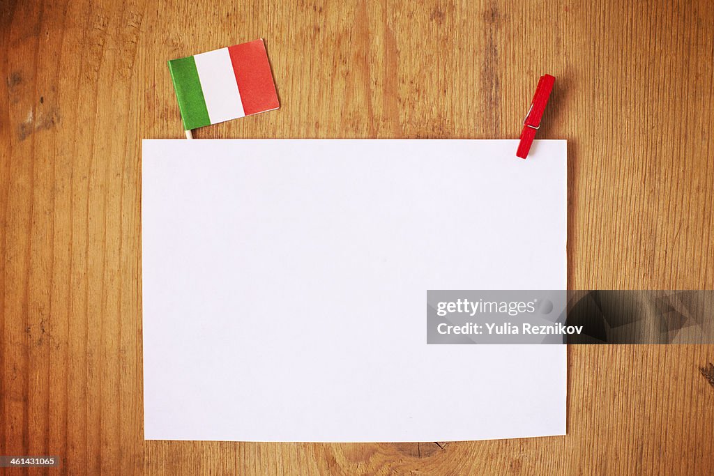 Italy flag with white letterhead