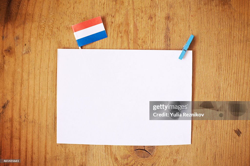 Netherlands flag with white letterhead