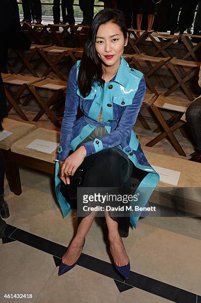 Liu Wen attends the front row at Burberry Prorsum AW15 London Collections: Men at Kensington Gardens on January 12, 2015 in London, England.