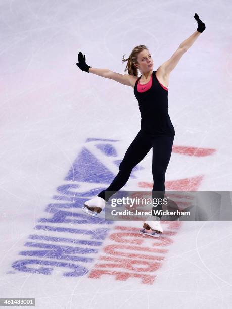 Ashley Wagner practices ahead of the 2014 Prudential U.S. Figure Skating Championships at TD Garden on January 8, 2014 in Boston, Massachusetts.