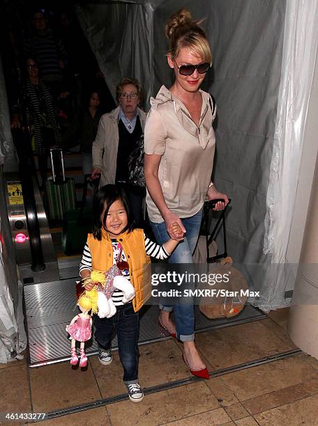 Actress Katherine Heigl and her daughter Nancy Leigh Kelley is seen on January 8, 2014 in Los Angeles, California.