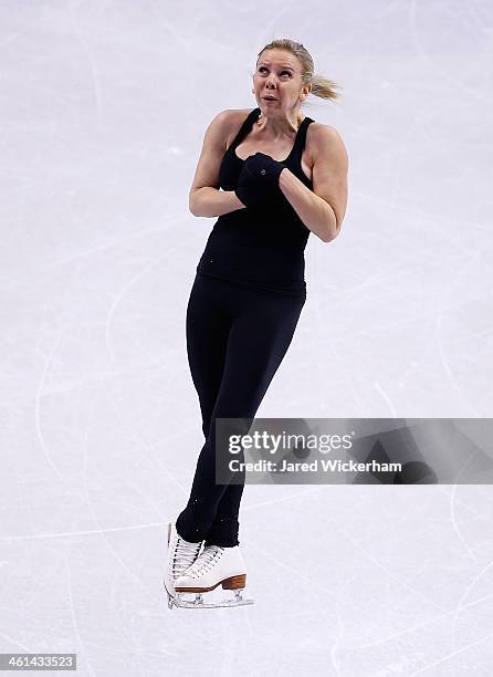 Rachael Flatt practices ahead of the 2014 Prudential U.S. Figure Skating Championships at TD Garden on January 8, 2014 in Boston, Massachusetts.