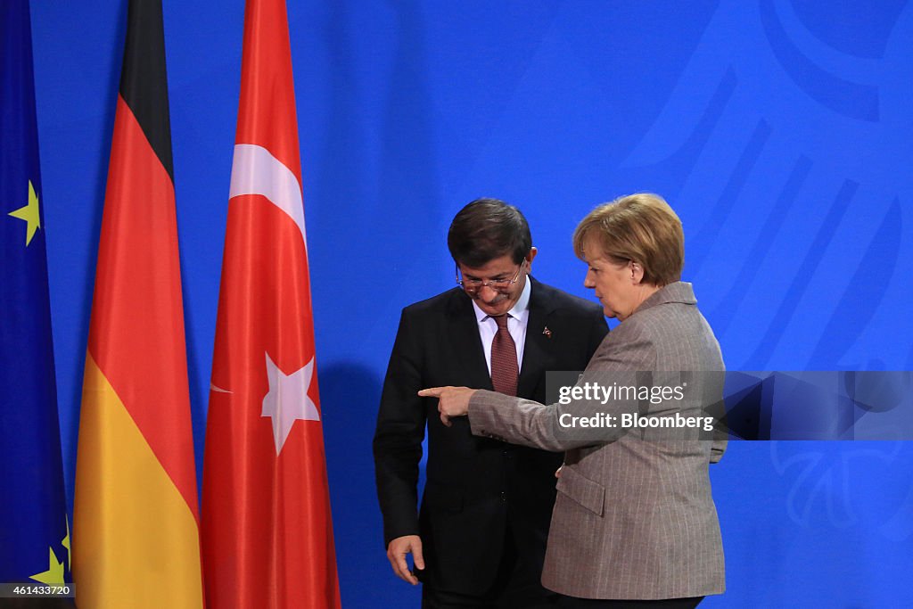 Germany's Chancellor Angela Merkel Meets Turkey's Prime Minister Ahmet Davutoglu