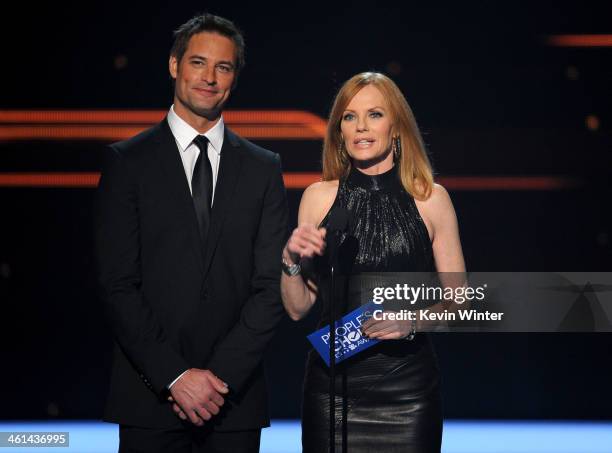 Actors Josh Holloway and Marg Helgenberger speak onstage at The 40th Annual People's Choice Awards at Nokia Theatre L.A. Live on January 8, 2014 in...