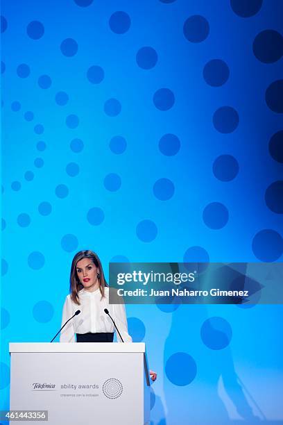 Queen Letizia of Spain attends 'Telefonica Ability Awards 2015' at Telefonica Sede on January 12, 2015 in Madrid, Spain.