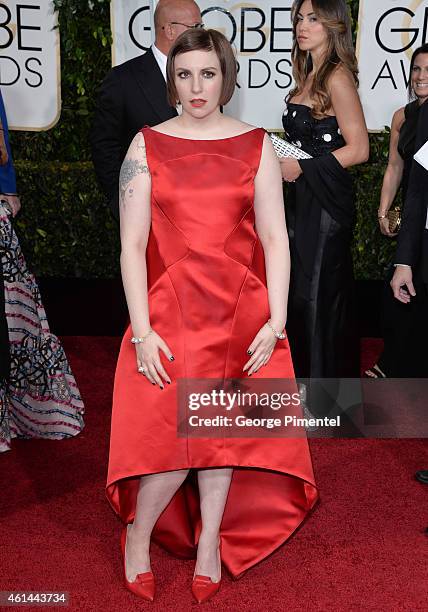 Actress Lena Dunham attends the 72nd Annual Golden Globe Awards at The Beverly Hilton Hotel on January 11, 2015 in Beverly Hills, California.