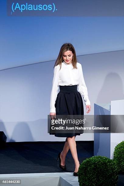 Queen Letizia of Spain attends 'Telefonica Ability Awards 2015' at Telefonica Sede on January 12, 2015 in Madrid, Spain.