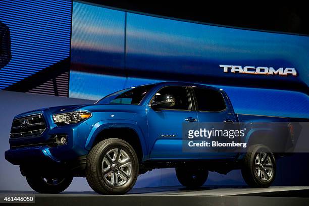 The Toyota Motor Co. 2016 Tacoma truck is unveiled during the 2015 North American International Auto Show in Detroit, Michigan, U.S., on Monday, Jan....