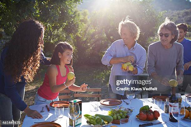 multigenerational family preparing dining table - mettre la table photos et images de collection