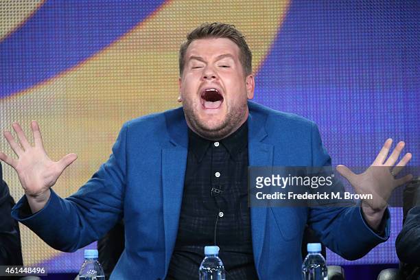 Host James Corden speaks onstage during 'The Late Late Show with James Corden'' panel as part of the CBS/Showtime 2015 Winter Television Critics...